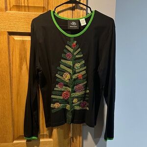 Michael Simon Black Top with Green Trim